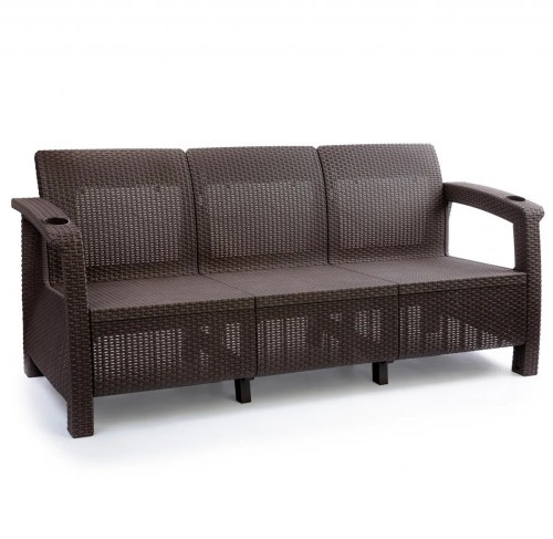 Комплект мебели YALTA BIG FAMILY SOFA 8 SET (Ялта) темно коричневый из пластика под искусственный ротанг