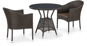 Комплект мебели MONIKA (Моника) T707ANS/Y350 коричневый со столом D80 на 2 персоны из искусственного ротанга