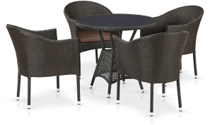 Комплект мебели MONIKA (Моника) T707ANS/Y350 коричневый со столом D80 на 4 персоны из искусственного ротанга