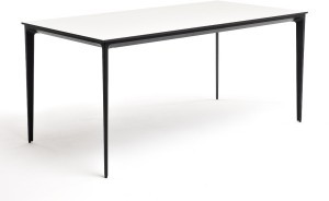 Малага обеденный стол из HPL 160х80см, цвет молочный, каркас черный