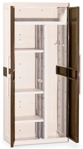 Шкаф 2х дверный глубокий серии WOOD LINE L (Вуд Лайн) из пластика  цвет молочно-белый