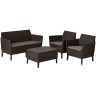 Комплект мебели SALEMO SET (Салемо сет) коричневый с двухместным диваном из пластика под фактуру искусственного ротанга