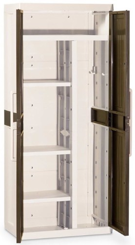 Шкаф 2х дверный глубокий серии WOOD LINE L (Вуд Лайн) из пластика цвет молочно-белый