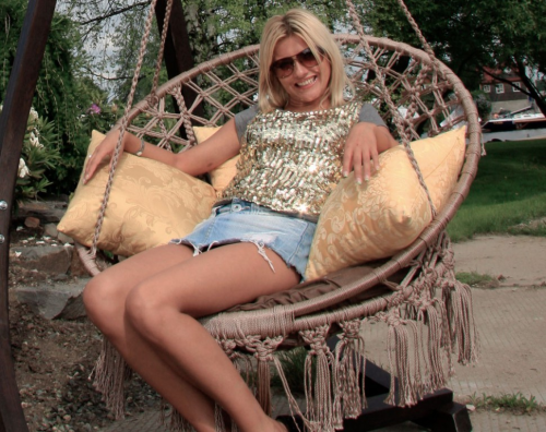 Кресло подвесное ARUBA (Аруба) бежево-коричневое в комплекте с подушкой