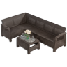 Комплект мебели YALTA L-CORNER RELAX  (Ялта) темно коричневый из пластика под искусственный ротанг