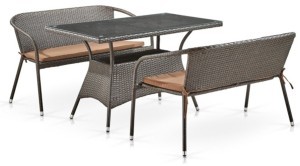 Комплект мебели серии MONIKA (Моника) T198D/S139B со столом 130х70 на 4 персоны коричневого цвета из плетеного искусственного ротанга