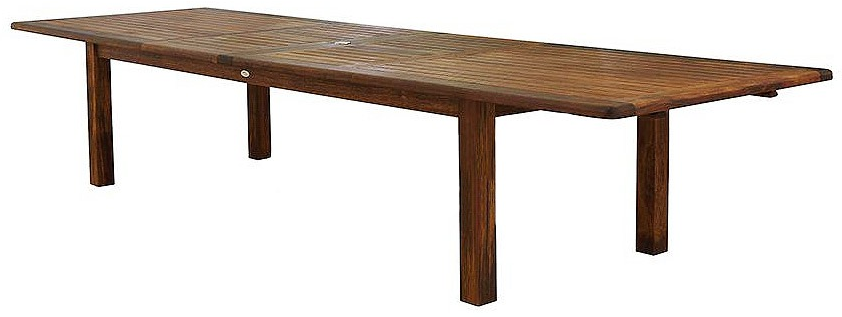 Стол обеденный раскладной серии BIG DZHANGL (Биг Джангл) 280/340/400см коричневого цвета из дерева мербау