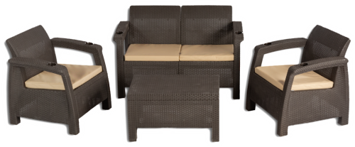 Комплект мебели YALTA TERRACE (Ялта) темно коричневый из пластика под искусственный ротанг