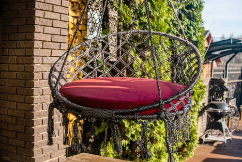 Кресло подвесное ARUBA (Аруба) серо-черное в комплекте с подушкой