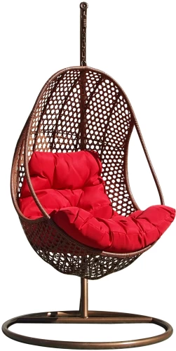 Кресло подвесное КМ-1007 коричневый/красный плетеное