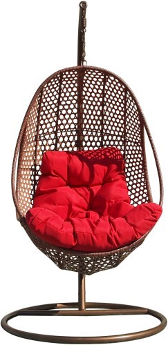 Кресло подвесное КМ-1007 коричневый/красный плетеное