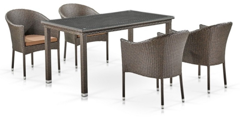 Комплект мебели MONIKA (Моника) T256A/Y350A коричневый со столом 140х90 на 4 персоны из искусственного ротанга