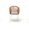 Лион стул плетеный из роупа, каркас алюминий белый (RAL9016) шагрень, роуп оранжевый меланж круглый, ткань светло-серая