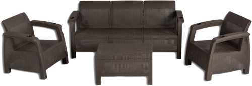 Комплект мебели YALTA TERRACE MAX (Ялта) темно коричневый из пластика под искусственный ротанг