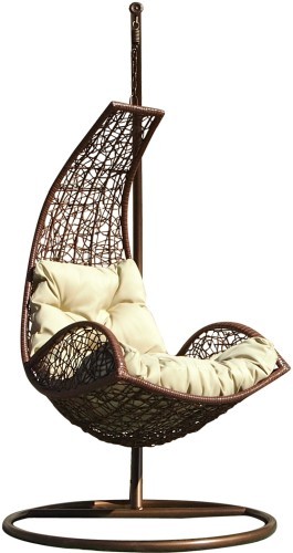 Кресло подвесное КМ-1018 коричневый/бежевый плетеное