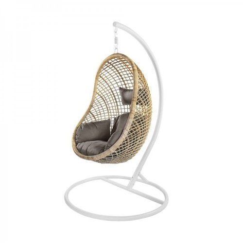 Кресло подвесное LAPERNA (Лаперна) КМ-2010 бежево-коричневое из плетеного натурального ротанга