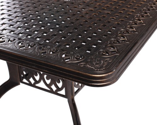 Стол обеденный серии VOLCANO (Вулкан) размером 150х90 бронзового цвета из литого алюминия