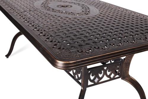 Стол обеденный серии VOLCANO (Вулкан) размером 150х90 бронзового цвета из литого алюминия