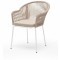 Лион стул плетеный из роупа, каркас из стали светло-серый (RAL7035) шагрень, роуп бежевый круглый, ткань светло-серая