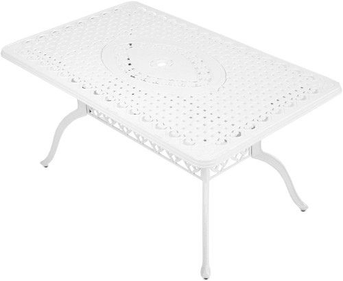 Стол обеденный серии VOLCANO (Вулкан) размером 150х90 белого цвета из литого алюминия