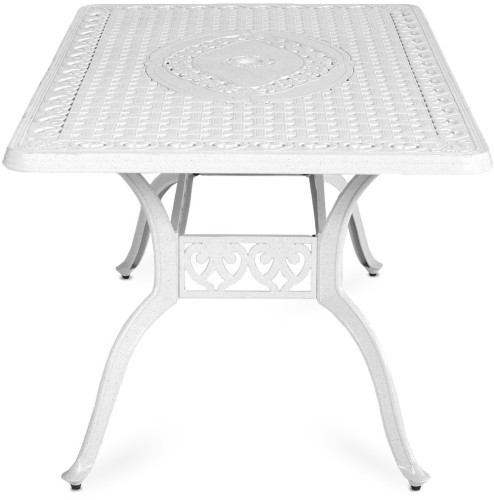 Стол обеденный серии VOLCANO (Вулкан) размером 150х90 белого цвета из литого алюминия