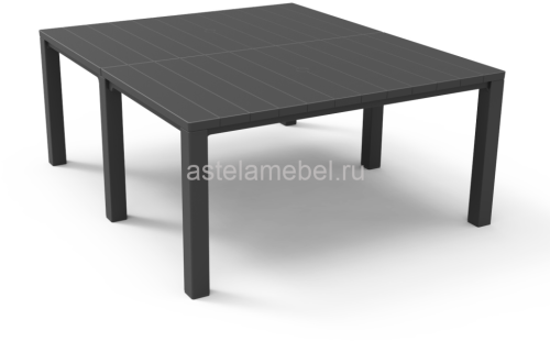 Стол обеденный JULIE DOUBLE TABLE 2 (Джулия) раскладной 148х180/295x90 цвет графит из пластика
