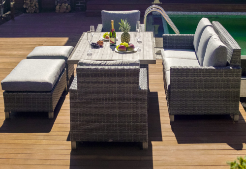 Комплект мебели ПАЛЕРМО на 8 персон со столом 170х100 серо коричневого цвета из искусственного ротанга