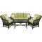 Лаунж зона серии AGIO MARIVA на 5 персон цвет коричневый с трехместным диваном из плетеного искусственного ротанга