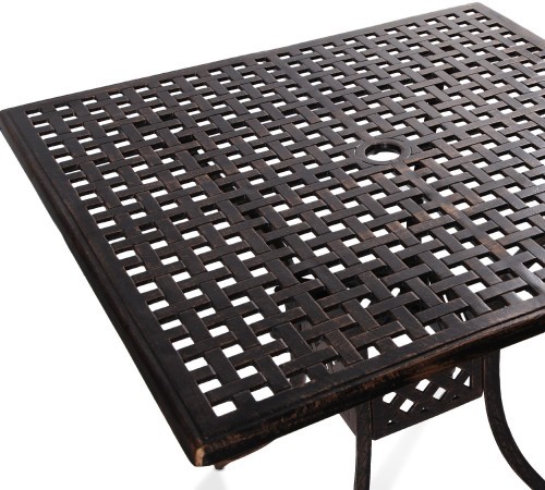 Стол обеденный серии LION (Лион) размером 90х90 бронзового цвета  из литого алюминия