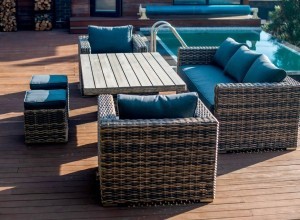 Комплект мебели САН-МАРИНО на 7 персон со столом 180х105 серо коричневого цвета из плетеного искусственного ротанга