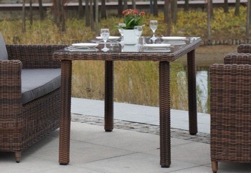 Стол обеденный серии МАКИАТО коричневый 140х80 из плетеного искусственного ротанга