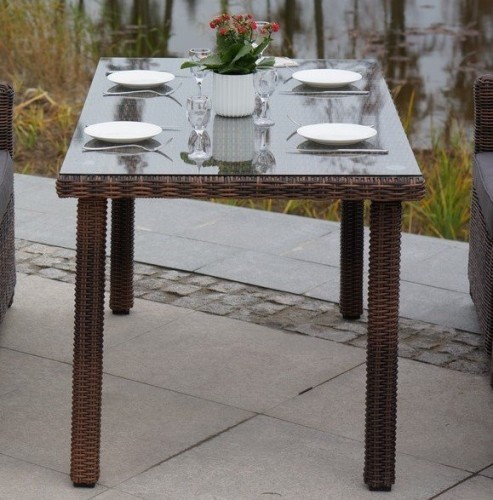 Стол обеденный серии МАКИАТО коричневый 140х80 из плетеного искусственного ротанга