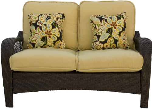Лаунж зона серии AGIO MIRINDA на 4 персоны цвет коричневый с двухместным диваном из плетеного искусственного ротанга
