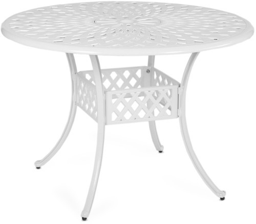 Стол обеденный серии SEDONA (Седона) размером D105 белого цвета из литого алюминия
