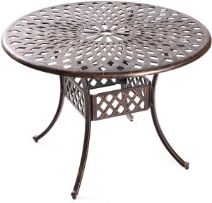 Стол обеденный серии SEDONA (Седона) размером D105 бронзового цвета из литого алюминия