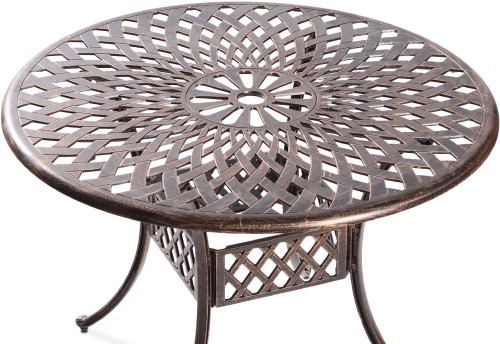 Стол обеденный серии SEDONA (Седона) размером D105 бронзового цвета из литого алюминия
