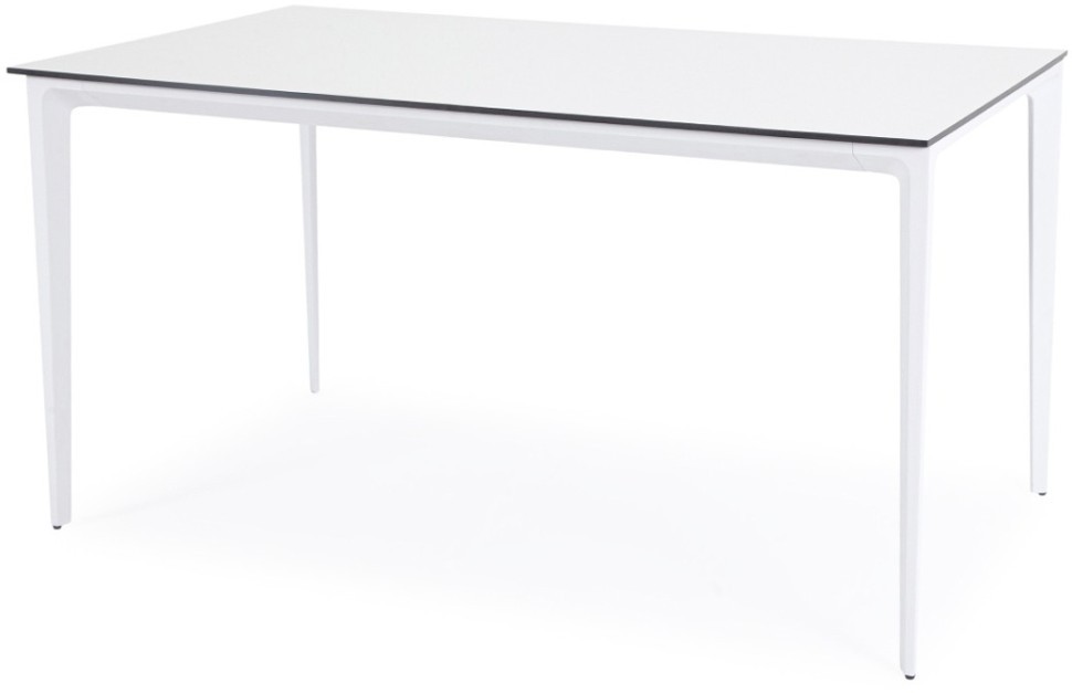Малага обеденный стол из HPL 160х80см, цвет молочный, каркас белый