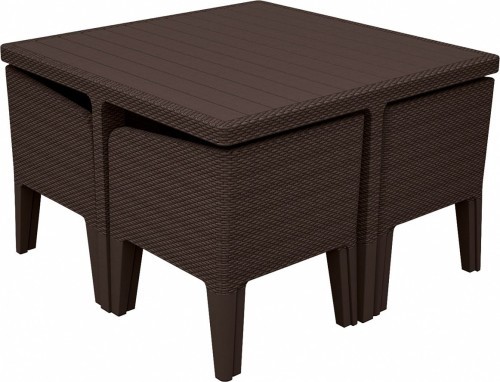 Комплект мебели COLUMBIA SET (Коламбия сет) на 5 персон коричневый из пластика под фактуру искусственного ротанга