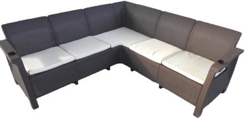 Комплект мебели YALTA LARGE MAXI SET (Ялта) темно коричневый из пластика под иск. ротанг