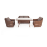 Обеденная группа КОН ПАННА коричневая на 4 персоны с двухместным диваном со столом 140х80 из плетеного искусственного ротанга