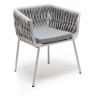 Монако стул плетеный из роупа, каркас алюминий светло-серый (RAL7035) шагрень, роуп светло-серый 40 мм, ткань светло-серая