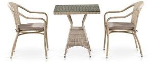 Комплект мебели серии VENTURA LATTE (Вентура) T706/Y480C со столом 70х70 на 2 персоны латте цвет из плетеного искусственного ротанга