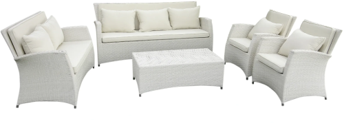 Лаунж зона CATANO (Катано) на 7 персон с двухместным и трехместным диваном белый из плетеного искусственного ротанга