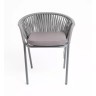 Женева стул плетеный из роупа, каркас алюминий темно-серый (RAL7024) шагрень, роуп серый 15мм, ткань серая