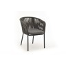 Бордо стул плетеный из роупа, каркас алюминий темно-серый (RAL7024) муар, роуп серый 15мм, ткань серая 017