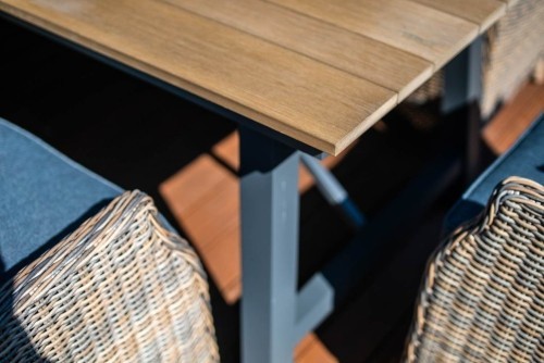 Стол обеденный серии ТЕРАМО 250х100 коричневый из алюминия с древесно полимерной столешницей
