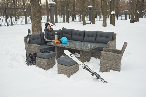 Комплект мебели угловой GENRY (Генри) на 8 персон со столом 150х80 из искусственного ротанга