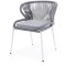 Милан стул плетеный из роупа, каркас алюминий белый шагрень, роуп светло-серый круглый, ткань светло-серая