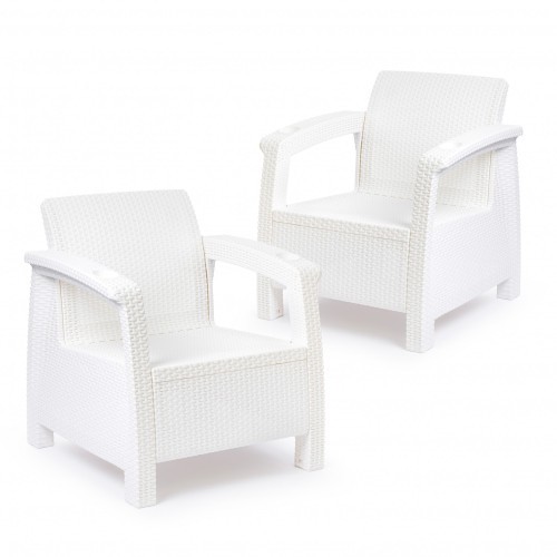 Комплект мебели YALTA BALCONY (Ялта) белый из пластика под искусственный ротанг
