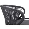 Милан стул плетеный из роупа, каркас алюминий темно-серый (RAL7024) шагрень, роуп темно-серый круглый, ткань темно-серая 019